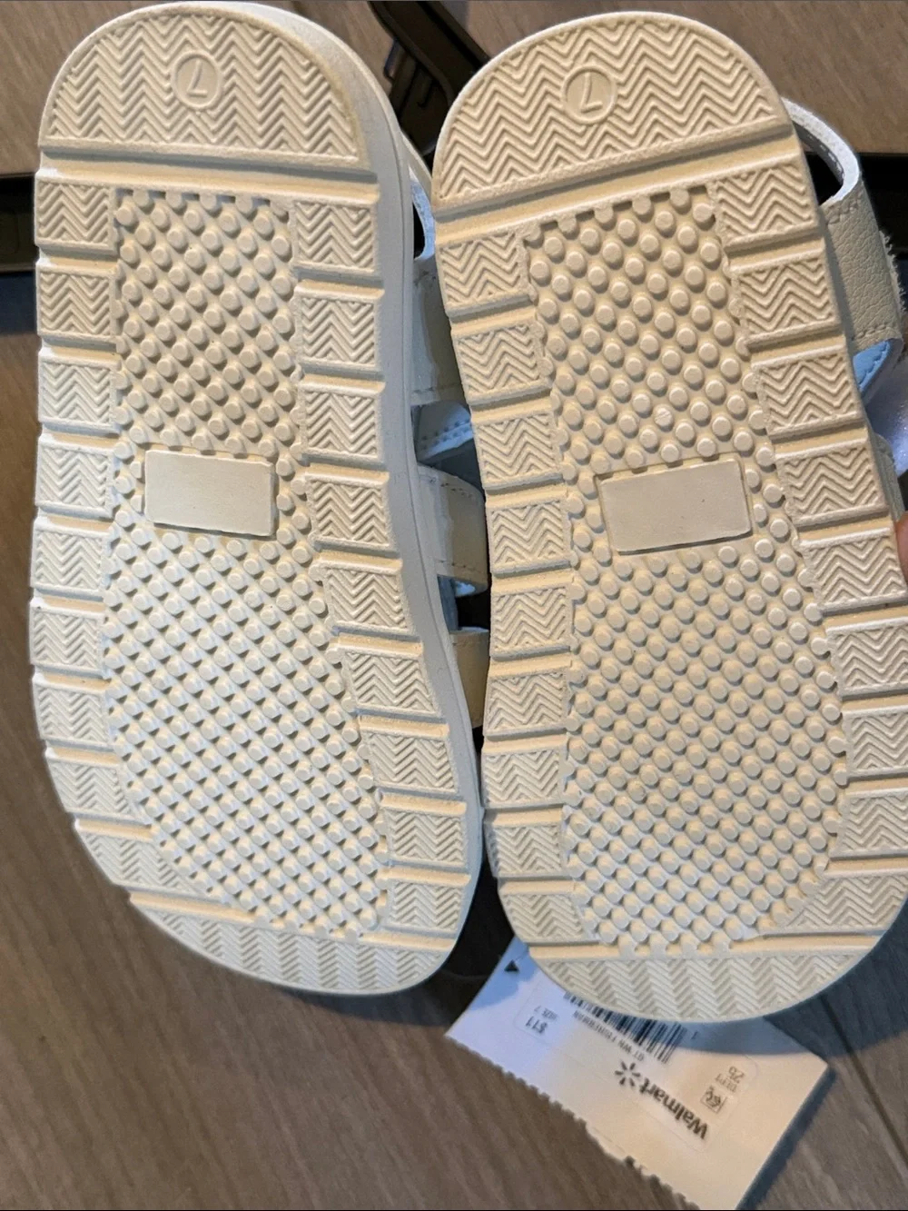 wonder nation White Kids Fisherman Sandals with Pastel Floral Insole sz 7